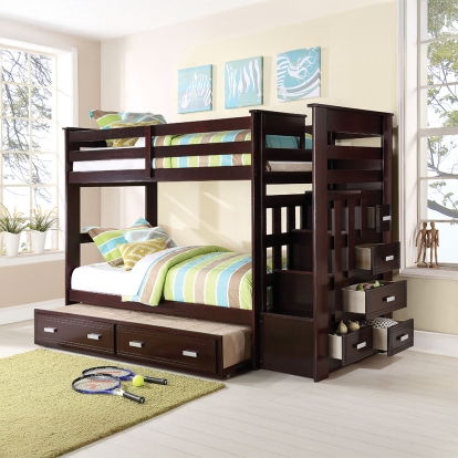 Acme Allentown Twin/Twin Bunk Bed with Trundle & Storage Model 10170W