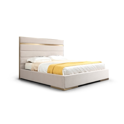 LA Furniture Cartier Modern Beige Velvet and Brushed Brass Q Bed VGVC-BDAD02-BGE-BB-BED-Q Contemporary Style by Vig Furnitrue Number 80137 Catch Home Goods