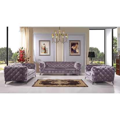 LA Furniture Delilah Modern Grey Fabric Sofa Set VGCA1546-GRY Contemporary Style by Vig Furnitrue Number 73472 Catch Home Goods