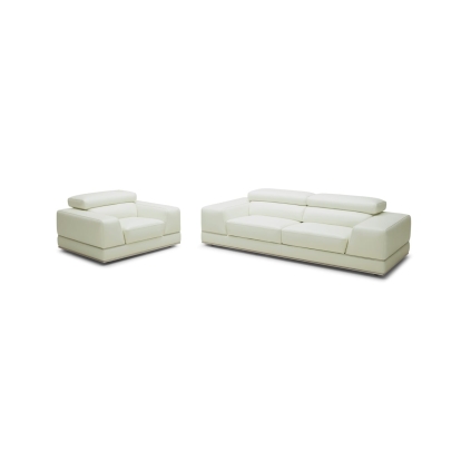 LA Furniture Chrysanthemum Modern White Genuine Leather Sofa Set VGKK1576-SET-WHT-FL Contemporary Style by Vig Furnitrue Number 73550 Catch Home Goods