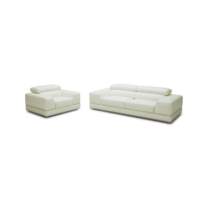 LA Furniture Chrysanthemum Modern White Genuine Leather Sofa Set VGKK1576-SET-WHT-FL Contemporary Style by Vig Furnitrue Number 73550 Catch Home Goods