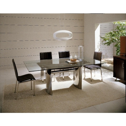 LA Furniture Waves Collection Modern Glass with Chrome Stainless Steel Dining Table VGGUWAVES Contemporary Style by Vig Furnitrue Number 12278 Catch Home Goods