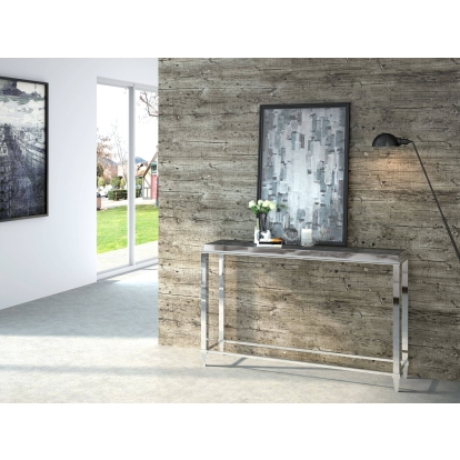LA Furniture Agar Modern Glass & Stainless Steel Console Table VGHB235X Contemporary Style by Vig Furnitrue Number 72762 Catch Home Goods