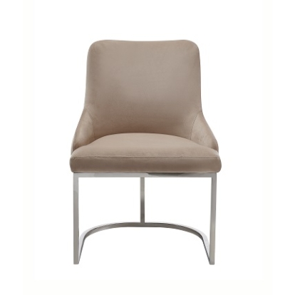 LA Furniture Daria Modern Beige Velvet and Stainless Steel Dining Chair Set of 2 VGZA-Y632-BG-DC Contemporary Style by Vig Furnitrue Number 79565Z Catch Home Goods
