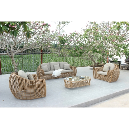 LA Furniture Sandra Outdoor Beige + Wicker Sofa Set VGATRASF-227 Contemporary Style by Vig Furnitrue Number 80827 Catch Home Goods