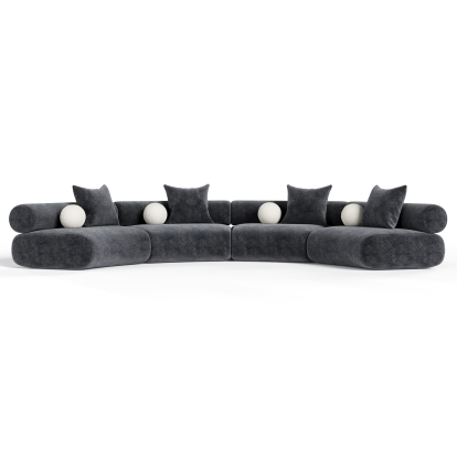 LA Furniture Simpson Contemporary Dark Grey Fabric Curved Modular Sectional Sofa with Throw Pillows-4-Piece Sectional VGOD-ZW-23018-GRY-MOD-4-Piece Sectional Contemporary Style by Vig Furnitrue Number 85559|85559A Catch Home Goods