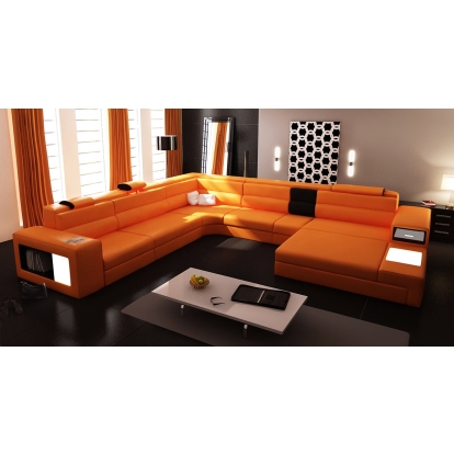 LA Furniture Bonded Leather Polaris Orange Leather Sectional Sofa VGEV5022-OR-BL Contemporary Style by Vig Furnitrue Number 13437B|13437C Catch Home Goods