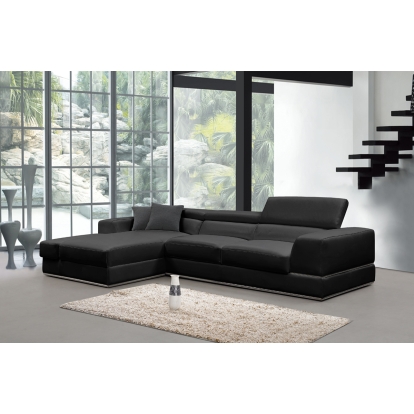 LA Furniture Pella Mini Modern Black Leather Left Facing Sectional Sofa VGCA5106A-BLK Contemporary Style by Vig Furnitrue Number 75236 Catch Home Goods