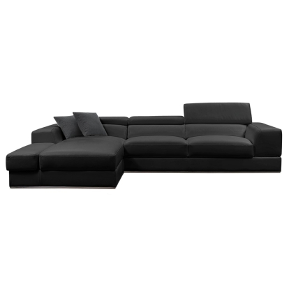 LA Furniture Pella Mini Modern Black Leather Left Facing Sectional Sofa VGCA5106A-BLK Contemporary Style by Vig Furnitrue Number 75236 Catch Home Goods