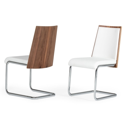 LA Furniture Morgan Modern White & Walnut Dining Chair (Set of 2) VGEWF3175BE-WHT Contemporary Style by Vig Furnitrue Number 71699Z Catch Home Goods