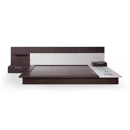 LA Furniture Torino Contemporary Brown Oak & Grey Platform Bed with Lights VGWCSB-B03-BRNGRY Contemporary Style by Vig Furnitrue Number 72189|70959|74245 Catch Home Goods