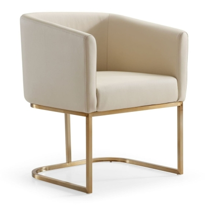 LA Furniture Yukon Modern Beige Bonded and Antique Brass Dining Chair VGVC-B8362 Contemporary Style by Vig Furnitrue Number 72262A Catch Home Goods
