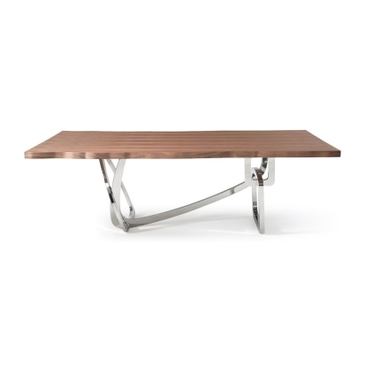 LA Furniture Addy Modern Walnut & Stainless Steel Dining Table VGVCT1301S-24 Contemporary Style by Vig Furnitrue Number 73266A Catch Home Goods