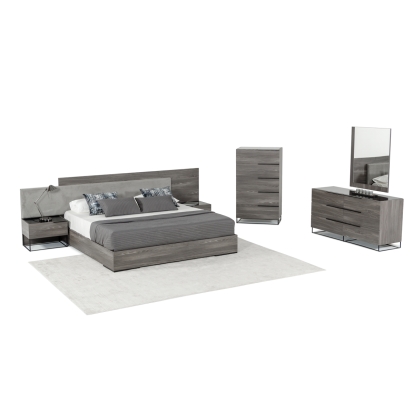LA Furniture Enzo Italian Modern Grey Oak & Fabric Bedroom Set VGACENZO-SET Contemporary Style by Vig Furnitrue Number 73393|73394|78233 Catch Home Goods