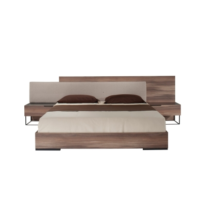 LA Furniture Matteo Italian Modern Eastern King Walnut & Fabric Bed VGACMATTEO-BED-EK Contemporary Style by Vig Furnitrue Number 73748 Catch Home Goods