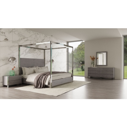LA Furniture Arlene Modern Grey Elm & Stainless Steel Bedroom Set VGVCBD008A-SET Contemporary Style by Vig Furnitrue Number 74171|74169 Catch Home Goods