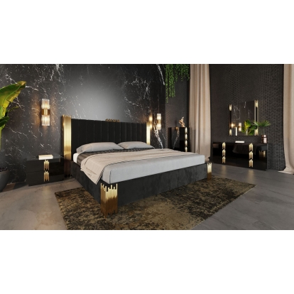 LA Furniture Queen Token Modern Black & Gold 4-Piece Bedroom Set VGVCBD815-4PCSET-Q Contemporary Style by Vig Furnitrue Number 85673 Catch Home Goods