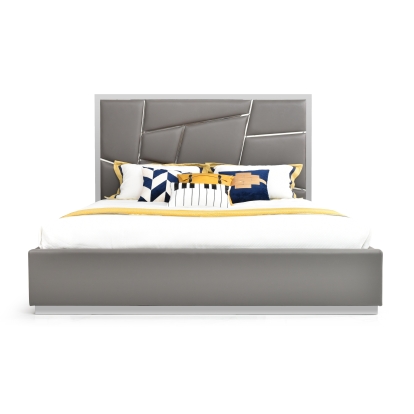 LA Furniture Chrysler Modern Grey Bonded Leather Bed VGVCBD8978-GRY Contemporary Style by Vig Furnitrue Number 74531|74223 Catch Home Goods