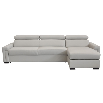 LA Furniture Sacha Modern Light Grey Leather Reversible Sectional Sofa Bed with Storage VGNTSACHA-E3018 Contemporary Style by Vig Furnitrue Number 74624A Catch Home Goods