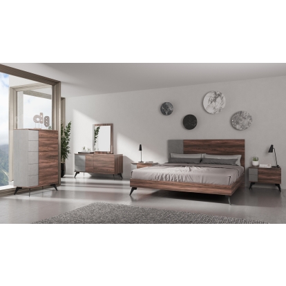 LA Furniture Palermo Eastern King Italian Modern Faux Concrete & Noce Bodrum Bedroom Set VGACPALERMO-WAL-SET-EK Contemporary Style by Vig Furnitrue Number 76641 Catch Home Goods