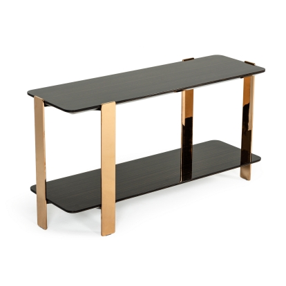 LA Furniture Leroy Modern Ebony & Rosegold Console Table VGHB280X-EBN Contemporary Style by Vig Furnitrue Number 74886 Catch Home Goods