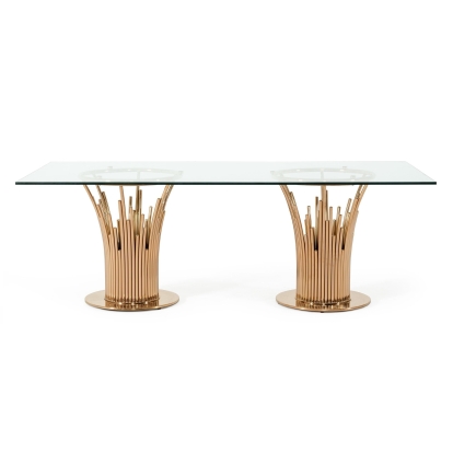 LA Furniture Paxton Modern Glass & Rosegold Dining Table VGVCT817L Contemporary Style by Vig Furnitrue Number 74900 Catch Home Goods