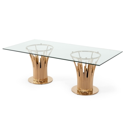 LA Furniture Paxton Modern Glass & Rosegold Dining Table VGVCT817L Contemporary Style by Vig Furnitrue Number 74900 Catch Home Goods