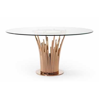 LA Furniture Paxton Modern Round Glass & Rosegold Dining Table VGVCT817-RND Contemporary Style by Vig Furnitrue Number 74901 Catch Home Goods