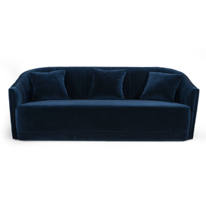 LA Furniture Palomar Modern Blue Velvet & Brass Sofa VGVCS1811-BLU-SOFA Contemporary Style by Vig Furnitrue Number 75046 Catch Home Goods