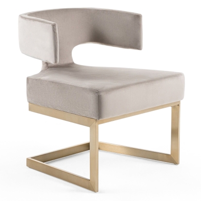 LA Furniture Calvo Modern Off-White Velvet & Brass Dining Chair VGVCB897A-OWHT Contemporary Style by Vig Furnitrue Number 75107 Catch Home Goods