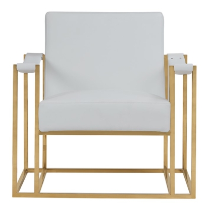 LA Furniture Larson Modern White Leatherette & Gold Accent Chair VGRH-RHS-AC-205-WHT Contemporary Style by Vig Furnitrue Number 75251 Catch Home Goods