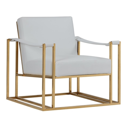 LA Furniture Larson Modern White Leatherette & Gold Accent Chair VGRH-RHS-AC-205-WHT Contemporary Style by Vig Furnitrue Number 75251 Catch Home Goods