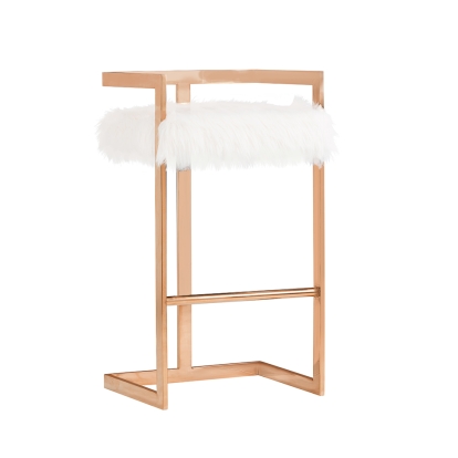 LA Furniture Halifax Modern White Faux Fur & Rosegold Bar Stool VGRH-RHS-DC-212-WHT Contemporary Style by Vig Furnitrue Number 75253 Catch Home Goods
