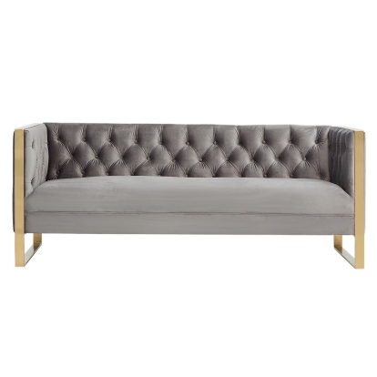 LA Furniture Carlos Modern Grey Velvet & Gold Sofa VGRH-SF-311-T-GRY Contemporary Style by Vig Furnitrue Number 75328 Catch Home Goods