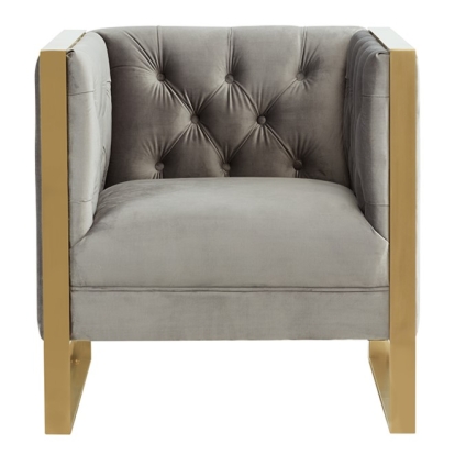 LA Furniture Carlos Modern Grey Velvet & Gold Accent Chair VGRH-AC-311-GRY Contemporary Style by Vig Furnitrue Number 75329 Catch Home Goods
