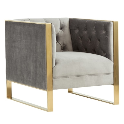 LA Furniture Carlos Modern Grey Velvet & Gold Accent Chair VGRH-AC-311-GRY Contemporary Style by Vig Furnitrue Number 75329 Catch Home Goods