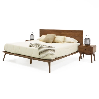 LA Furniture Eastern King Carmen + Marshall Mid-Century Modern Walnut Bed + Nightstands Set VGMABR-79BR-39-SET-EK Contemporary Style by Vig Furnitrue Number 85641 Catch Home Goods