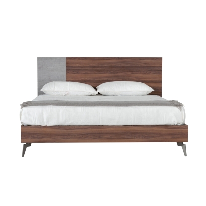 LA Furniture Palermo Modern Italian Faux Concrete & Walnut Bed VGACPALERMO-WAL-BED Contemporary Style by Vig Furnitrue Number 75550|75551 Catch Home Goods