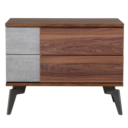 LA Furniture Palermo Modern Italian Faux Concrete & Walnut Nightstand VGACPALERMO-WAL-NS Contemporary Style by Vig Furnitrue Number 75552 Catch Home Goods