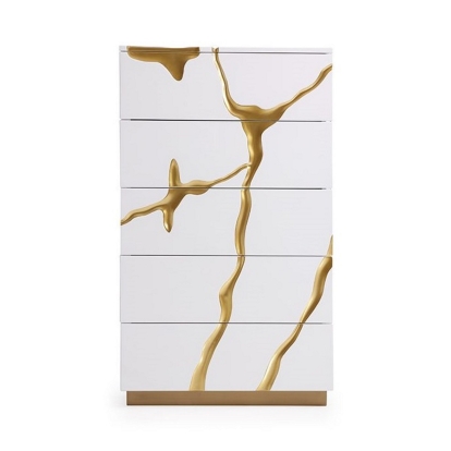 LA Furniture Aspen Modern White & Gold Chest VGVCJ1801-5H-WHT Contemporary Style by Vig Furnitrue Number 75641 Catch Home Goods