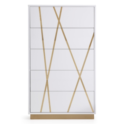 LA Furniture Nixa Modern White & Gold Chest VGVCJ1909-5H-WHT Contemporary Style by Vig Furnitrue Number 75648 Catch Home Goods
