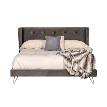 LA Furniture Bryan Modern Grey Velvet & Gold Bed VGMABR-82 Contemporary Style by Vig Furnitrue Number 75772|75773 Catch Home Goods