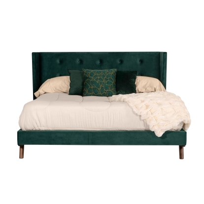 LA Furniture Durango Modern Green Fabric & Walnut Bed VGMABR-83 Contemporary Style by Vig Furnitrue Number 75774|75775 Catch Home Goods