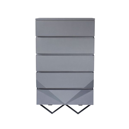 LA Furniture Duke Modern Grey & Black Gun Chrome Chest VGVCJ811-5H-GRY Contemporary Style by Vig Furnitrue Number 75870 Catch Home Goods