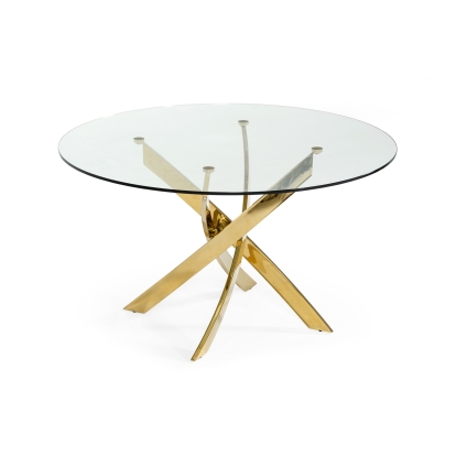 LA Furniture Pyrite Modern Round Glass Dining Table VGEWF2133AG Contemporary Style by Vig Furnitrue Number 75906 Catch Home Goods