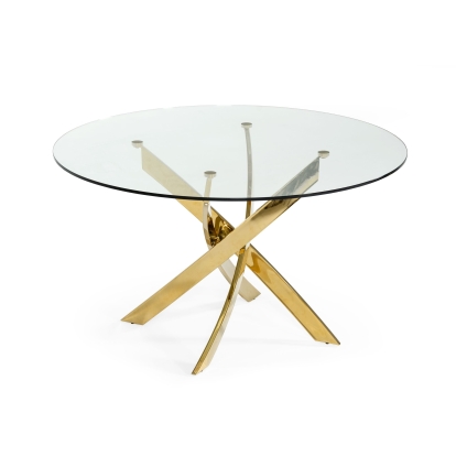 LA Furniture Pyrite Modern Round Glass Dining Table VGEWF2133AG Contemporary Style by Vig Furnitrue Number 75906 Catch Home Goods