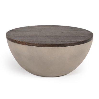 LA Furniture Marie Modern Concrete & Brown Oak Round Coffee Table VGLBRYAN-CF70-02 Contemporary Style by Vig Furnitrue Number 75951 Catch Home Goods