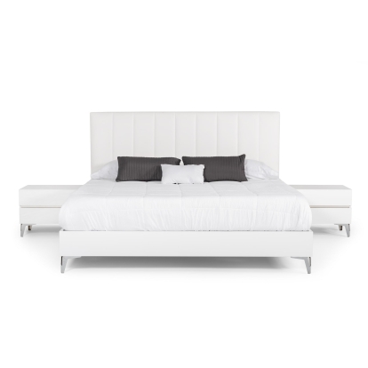 LA Furniture Angela Eastern King Italian White Eco Leather Bed VGACANGELA-BED-EK Contemporary Style by Vig Furnitrue Number 75993 Catch Home Goods
