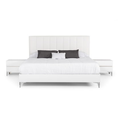 LA Furniture Angela Eastern King Italian White Eco Leather Bed VGACANGELA-BED-EK Contemporary Style by Vig Furnitrue Number 75993 Catch Home Goods