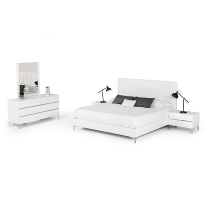 LA Furniture Angela Italian Modern White Eco Leather Bed VGACANGELA-BED Contemporary Style by Vig Furnitrue Number 75992|75993 Catch Home Goods